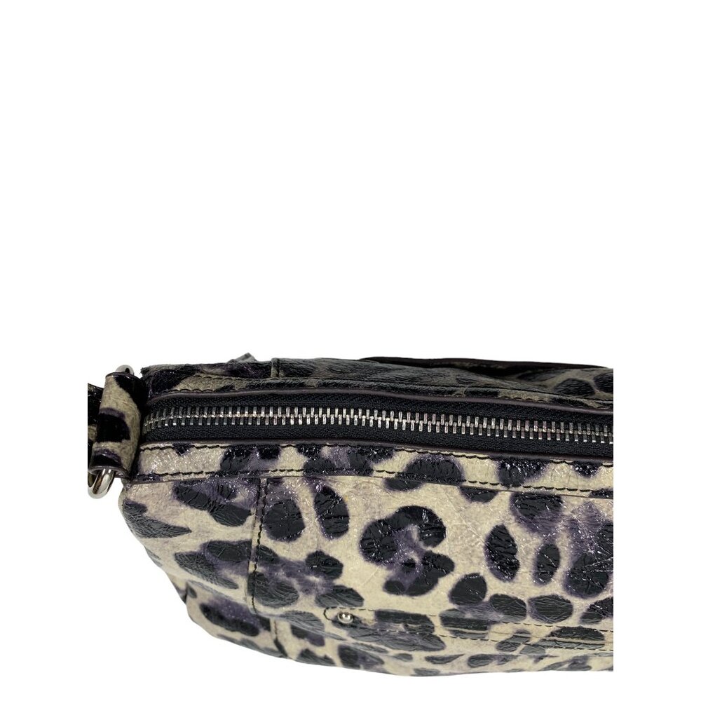 B. Makowsky Shiny Leopard Print Genuine Leather Satchel Handbag Purse - Picture 9 of 16
